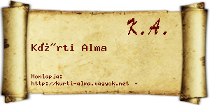 Kürti Alma névjegykártya